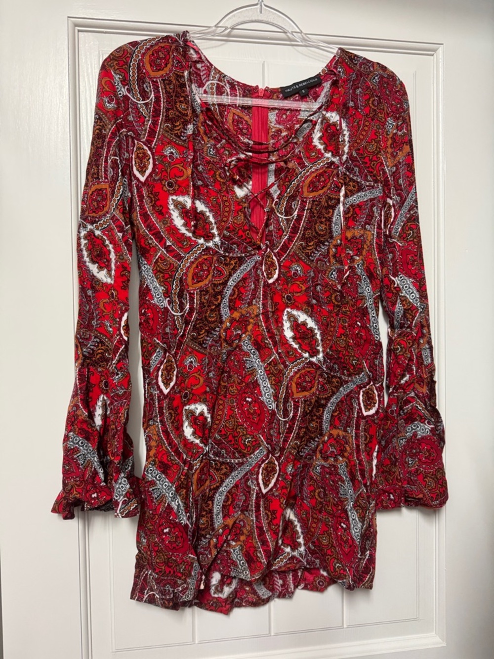 Red Paisley Lace-Up Tunic
